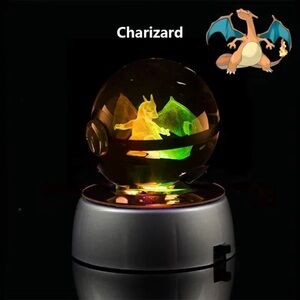 BNWT Pokemon 3D Crystal Ball Night Light Lamp Statue - Charizard Kids Gift